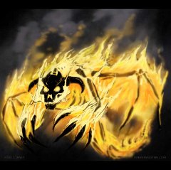 Fire Daemon  Media: Digital Species: Fire Daemon  From a comic I'm currently working on. : daemonslayers, demon, daemon, species, fire demon, flames, fire, skeletal, night, comic, monster, project
